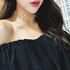 Original Choker Necklace in White Pearls Silver
