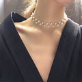 Original Choker Necklace in White Pearls Silver