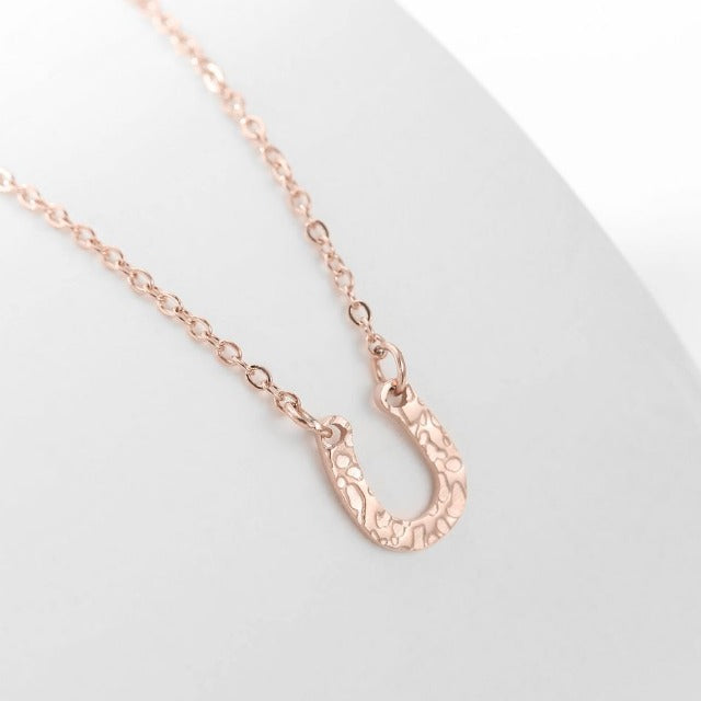 Horseshoe Necklace Lucky Charm Hoof Pendant rose gold