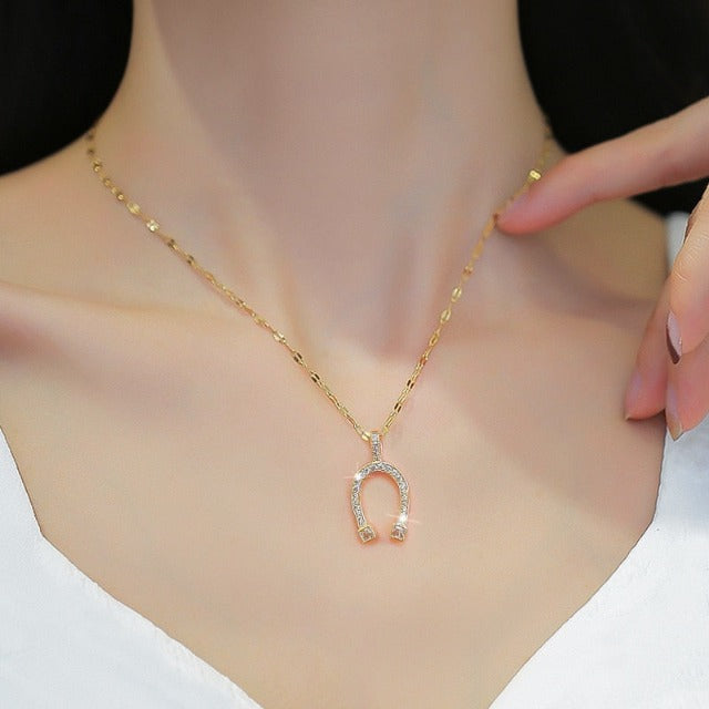 Horseshoe Necklace Lucky Hoof Pendant