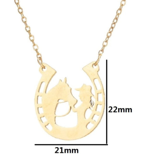Horseshoe Pendant Necklace Lucky Charm Silver