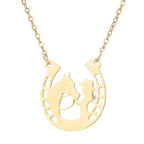 Horseshoe Pendant Necklace Lucky Charm Silver