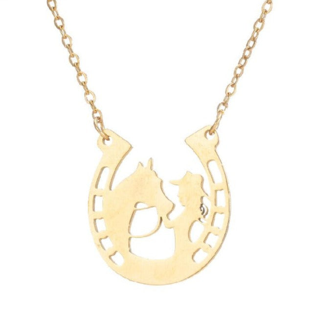 Horseshoe Pendant Necklace Lucky Charm Silver