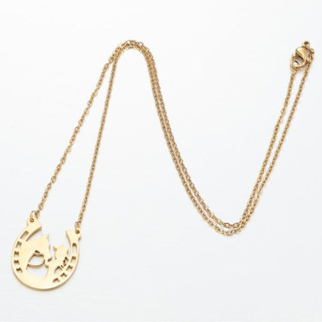 Horseshoe Pendant Necklace Lucky Charm Silver
