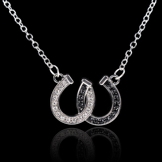 White & Black Horseshoe Pendant Necklace
