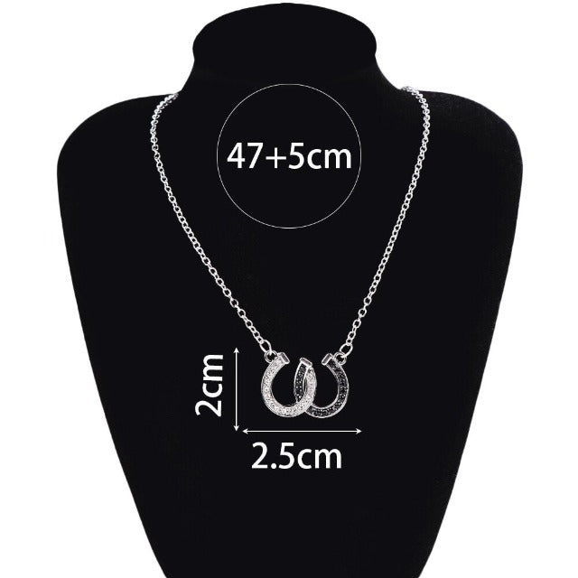White & Black Horseshoe Pendant Necklace