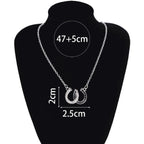 White & Black Horseshoe Pendant Necklace