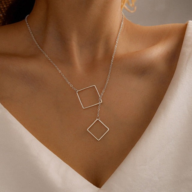 Geometric Necklace for Women Silver