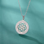 Life Seed Necklace Women's Pendant Flower of Life Silver
