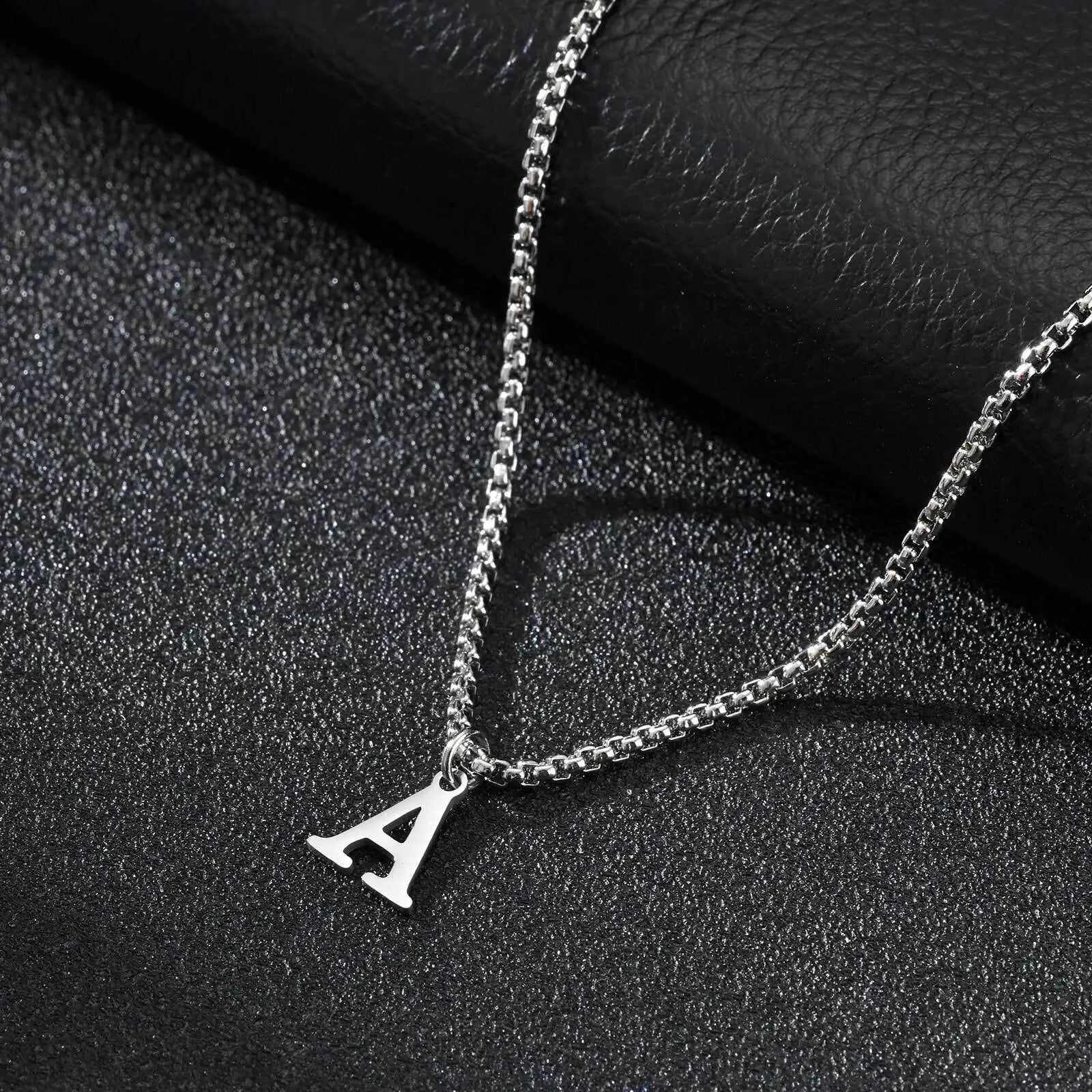 Men's necklace with A initial pendant