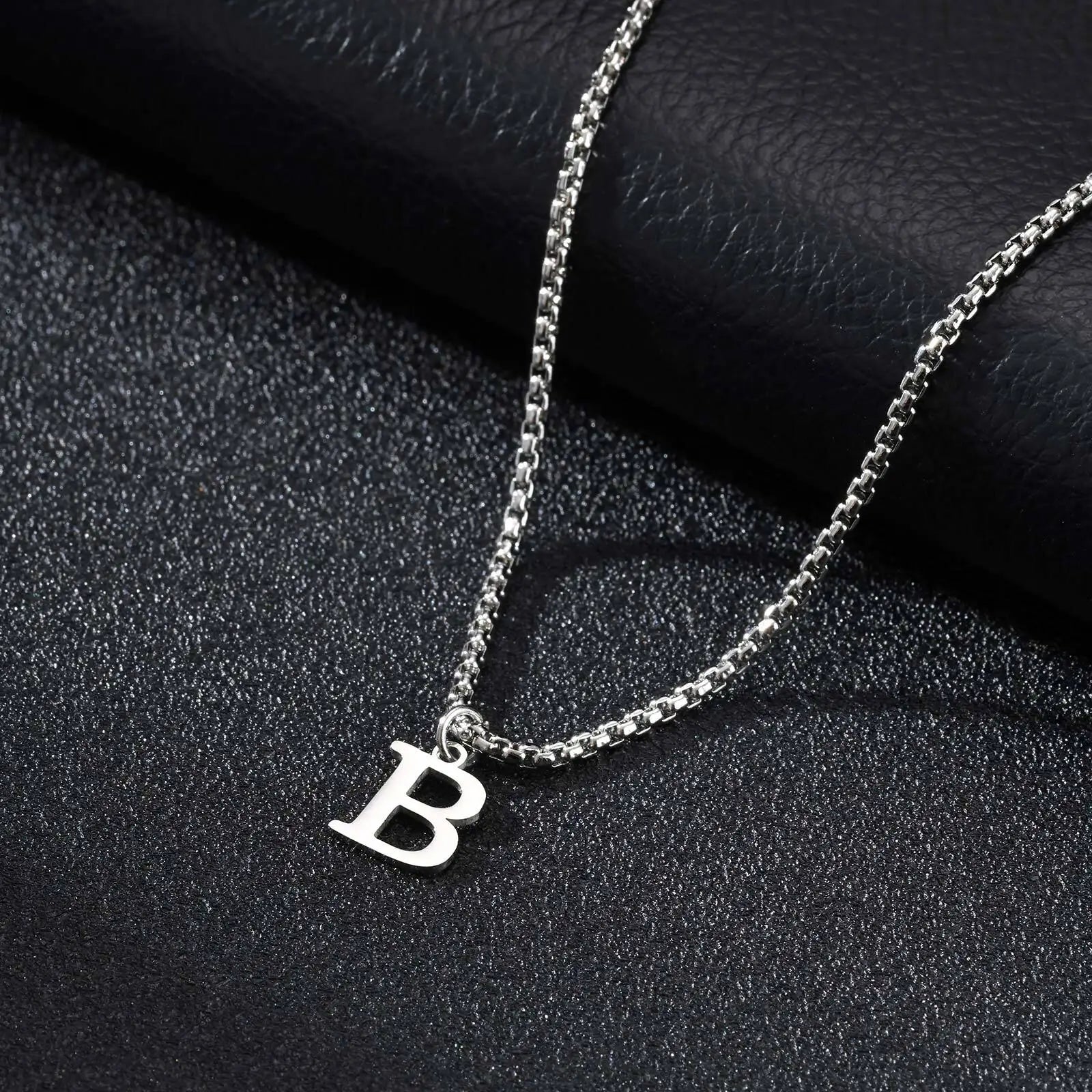 Men's necklace with B initial pendant