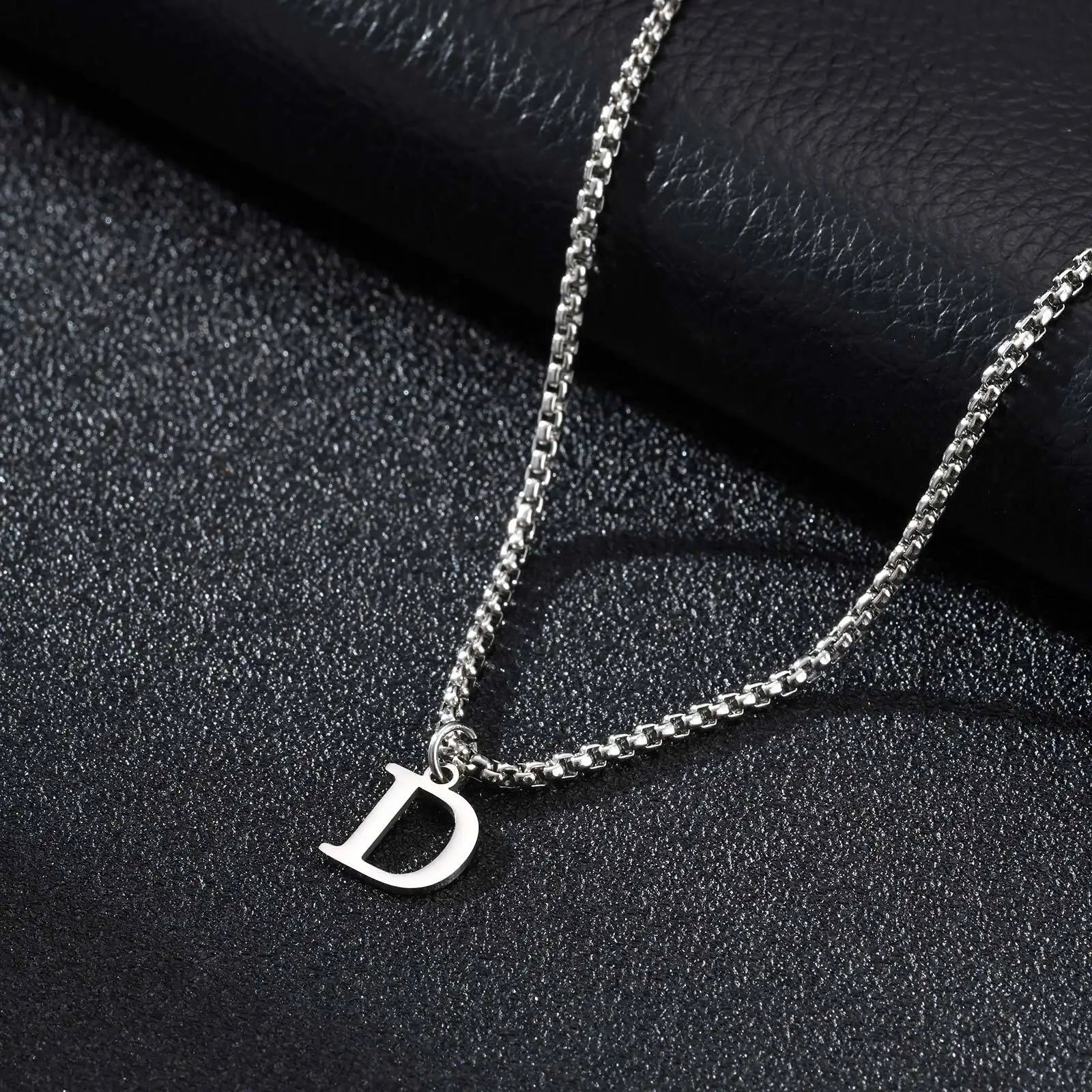 Men's necklace with D initial pendant