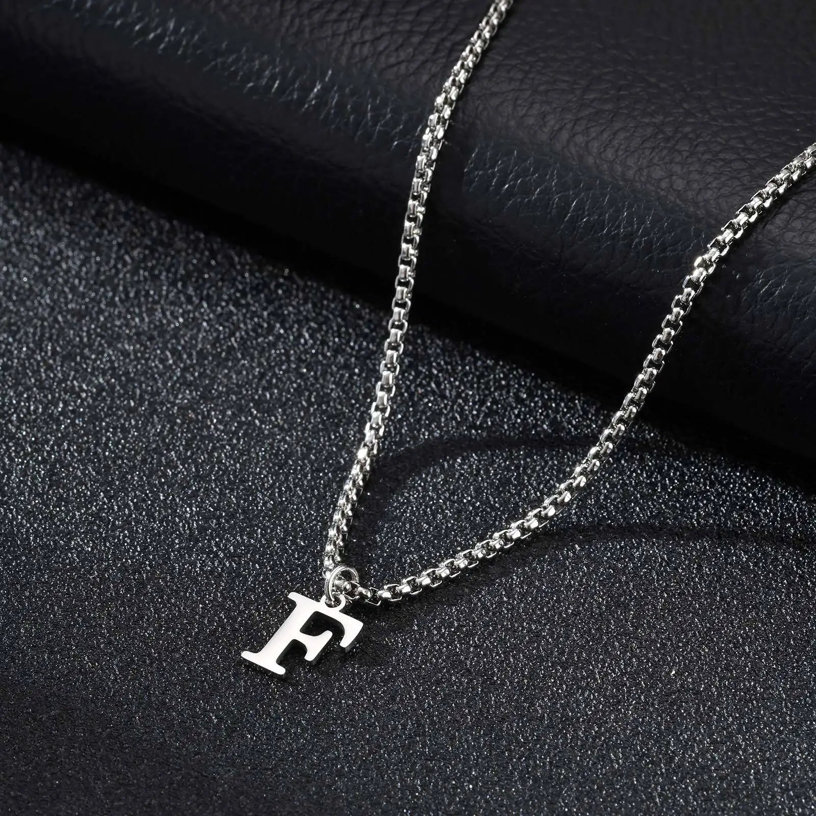 Men's necklace with F initial pendant