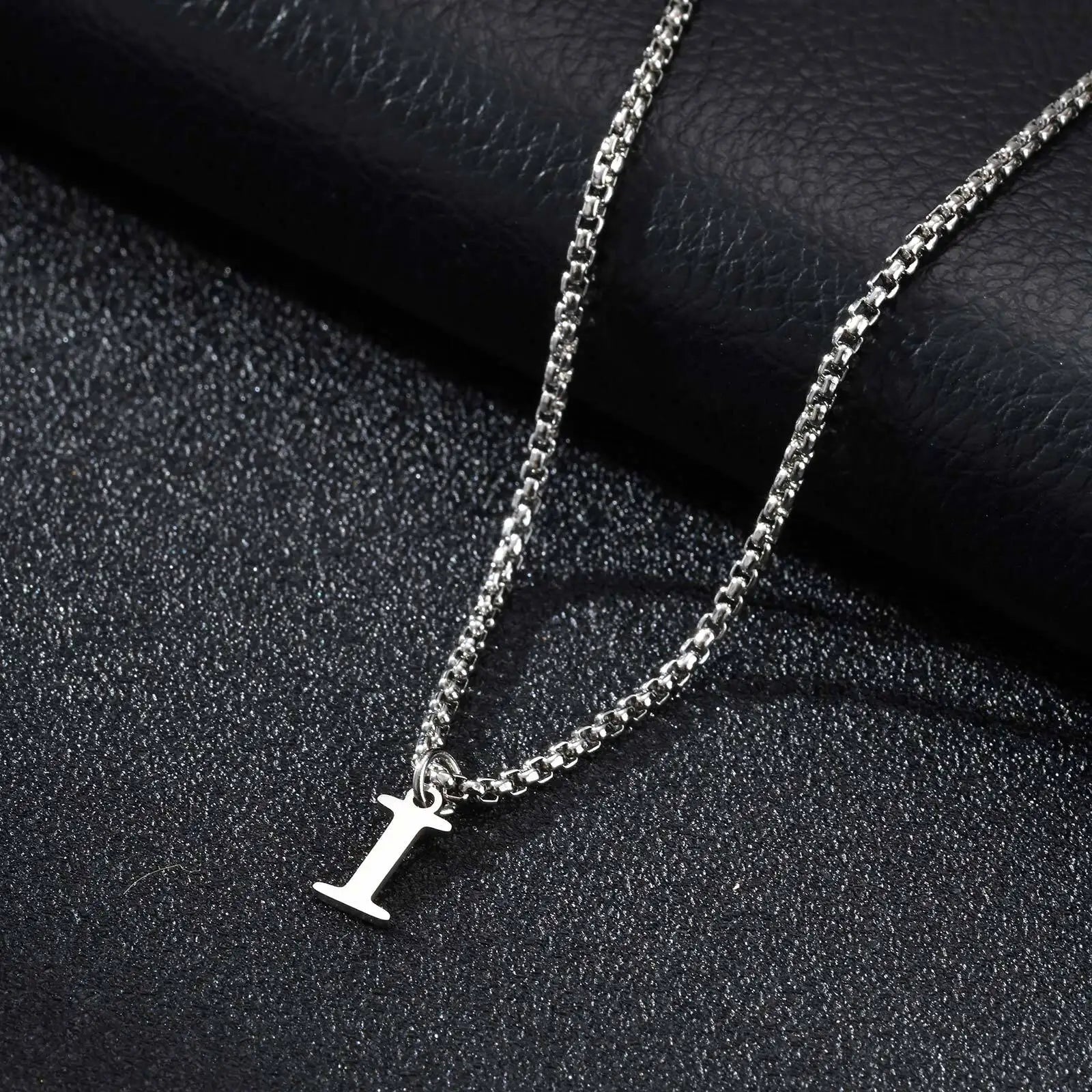 Men's necklace with I initial pendant