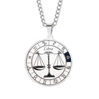 Horoscope Necklace Zodiac Constellations Pendant Silver Libra