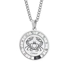 Horoscope Necklace Zodiac Constellations Pendant Silver Cancer