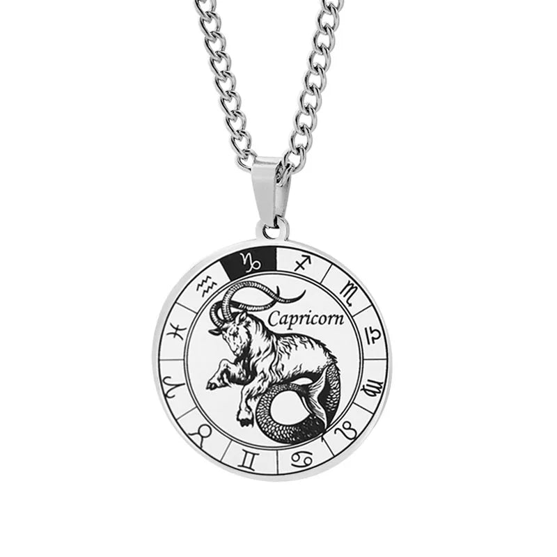 Horoscope Necklace Zodiac Constellations Pendant Silver Capricorn