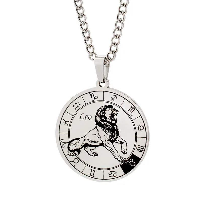 Horoscope Necklace Zodiac Constellations Pendant Silver Leo