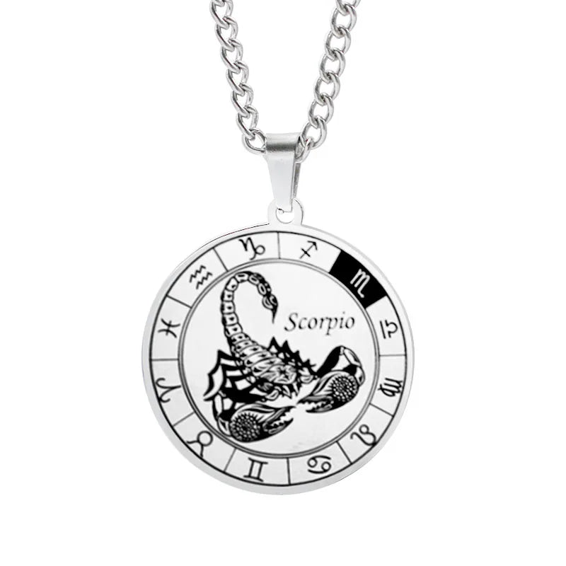 Horoscope Necklace Zodiac Constellations Pendant Silver Scorpio