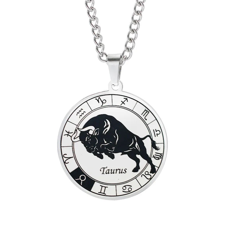 Horoscope Necklace Zodiac Constellations Pendant Silver Taurus