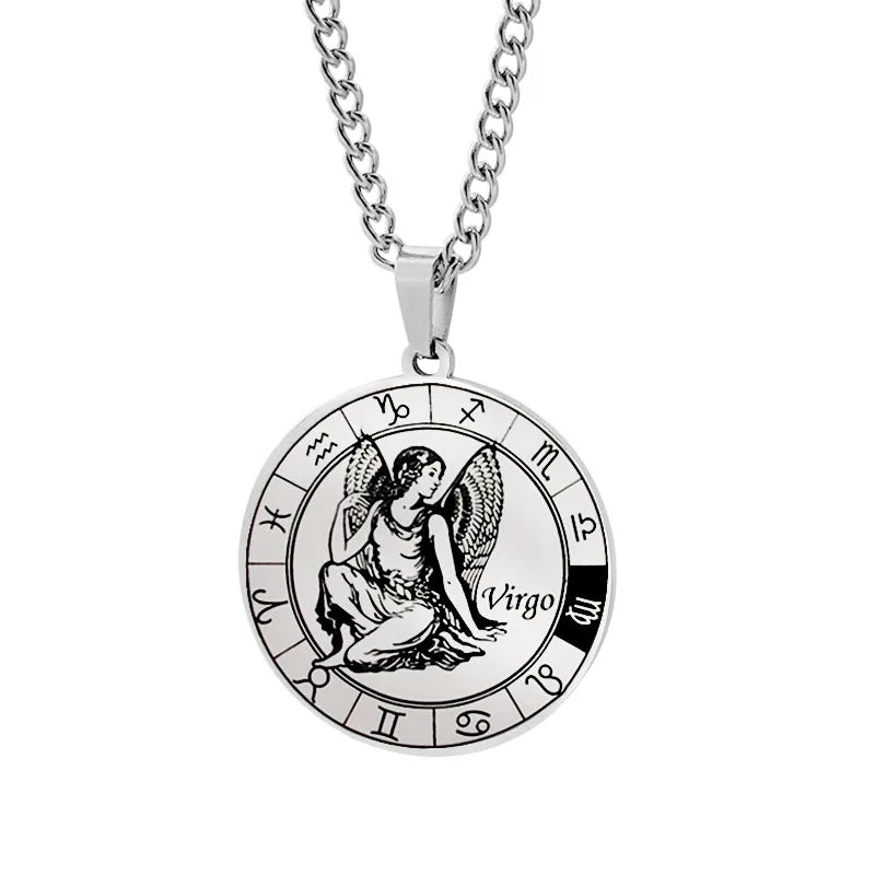Horoscope Necklace Zodiac Constellations Pendant Silver Virgo