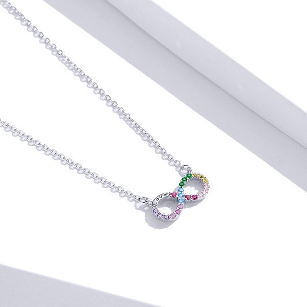 silver infinity necklace zircon women