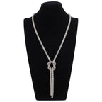 Long Necklace with Silver Knot Pendant