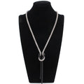 Long Necklace with Silver and Black Knot Pendant