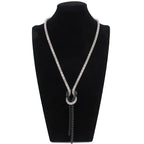 Long Necklace with Silver and Black Knot Pendant