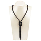Long Necklace with Black Knot Pendant