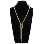 Long Necklace with Gold Knot Pendant