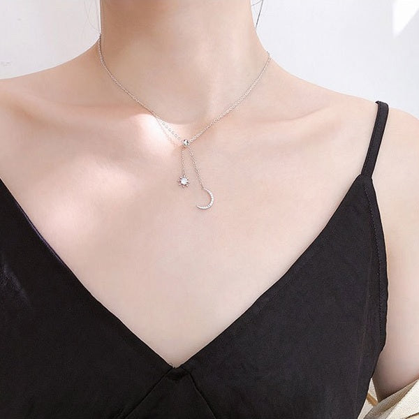 Moon & Sun Necklace Silver