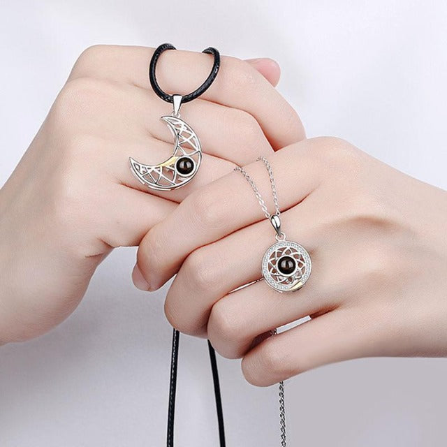 Moon Sun Couple Necklace silver