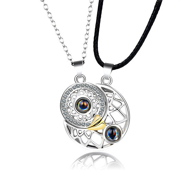 Moon Sun Couple Necklace silver