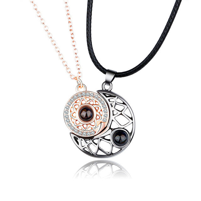 Moon Sun Couple Necklace rose gold