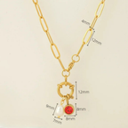 Link necklace with pearl pendant and birthstone