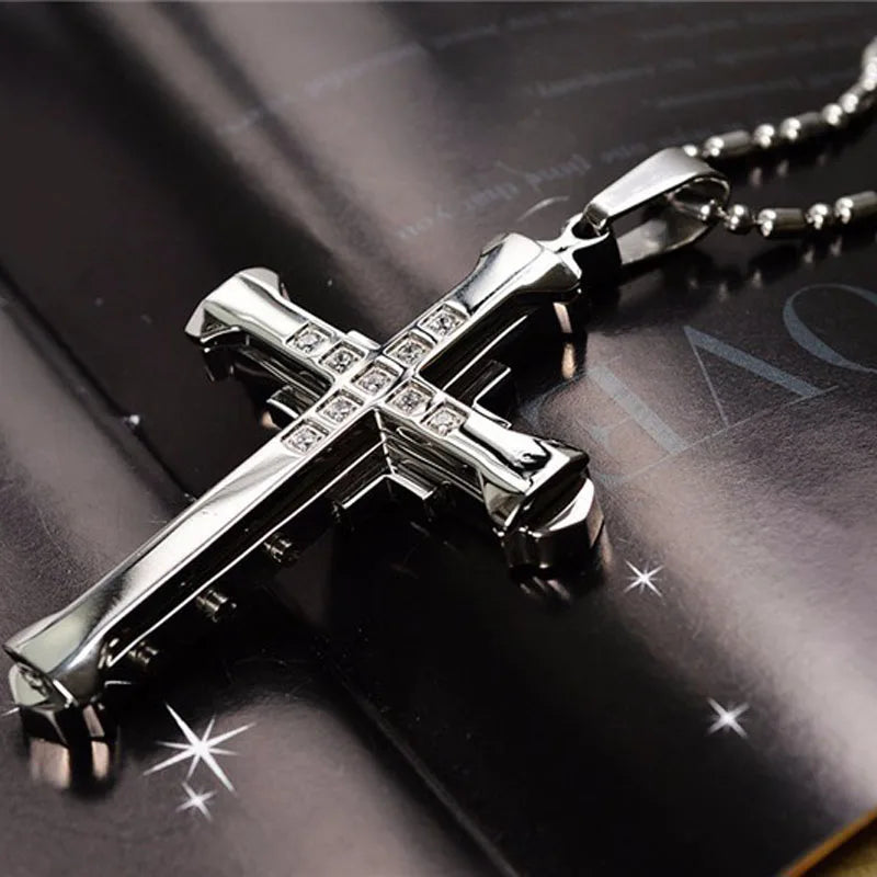 Black Men's Cross Necklace & Pendant