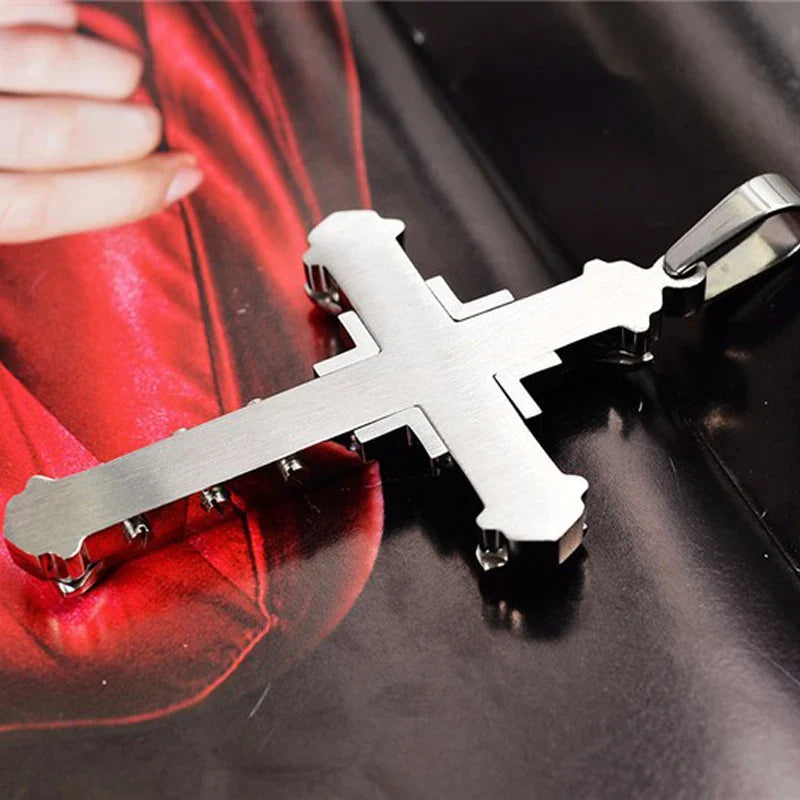 Silver Men's Cross Necklace & Pendant