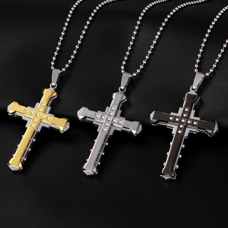 Silver Men's Cross Necklace & Pendant