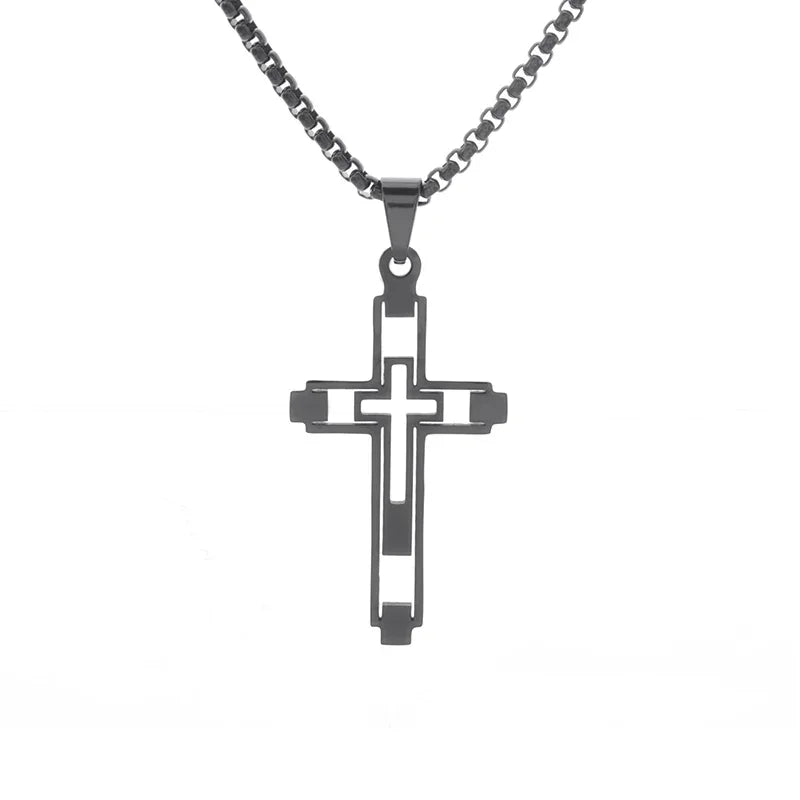 Necklace & Cross Pendant Black