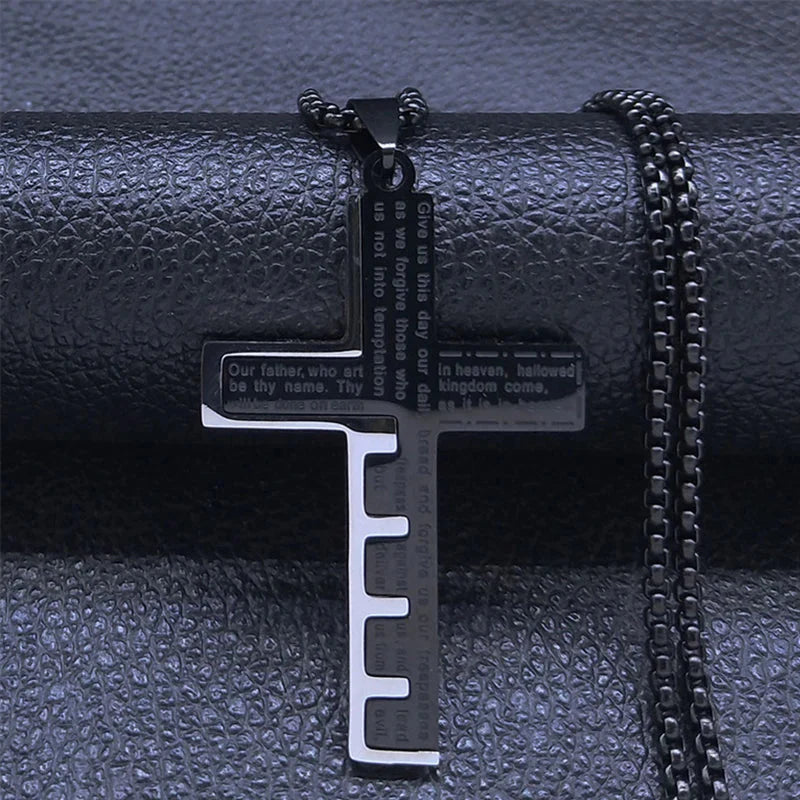 Cross Necklace & Pendant Christian Men’s Black