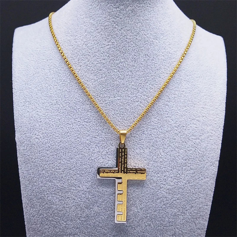 Cross Necklace & Pendant Christian Men’s Gold