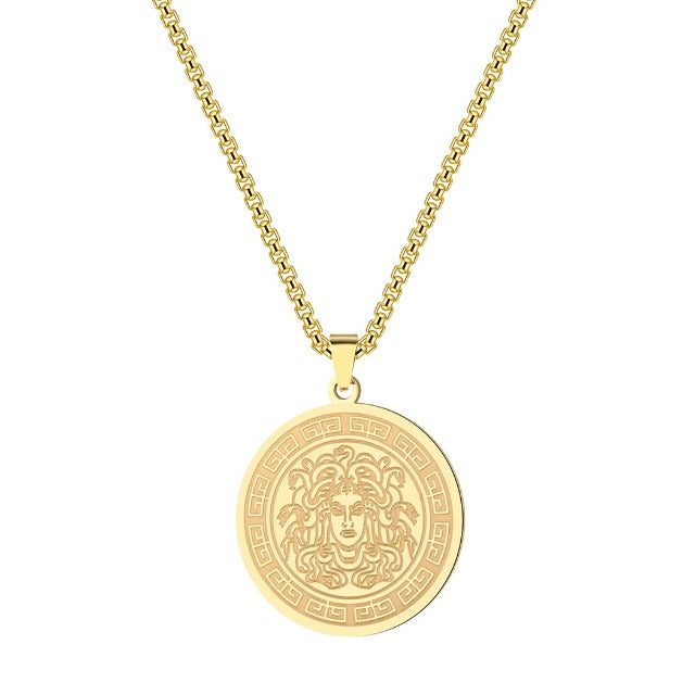 Greek Gorgon Medusa Gold Necklace