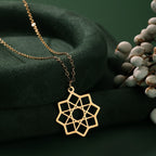 Octagram Necklace Sacred Geometry Mandala Pendant Gold