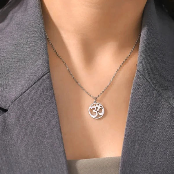 Buddhist Om Necklace silver