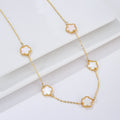 Gold Necklace White Mother-of-Pearl Clover Agate Gift Idea Women's Jewelry