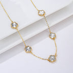 Gold Necklace White Mother-of-Pearl Clover Agate Gift Idea Women's Jewelry
