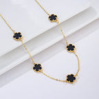 Gold Necklace White Mother-of-Pearl Clover Agate Gift Idea Women's Jewelry