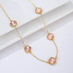 Gold Necklace White Mother-of-Pearl Clover Agate Gift Idea Women's Jewelry