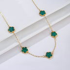 Gold Necklace White Mother-of-Pearl Clover Agate Gift Idea Women's Jewelry